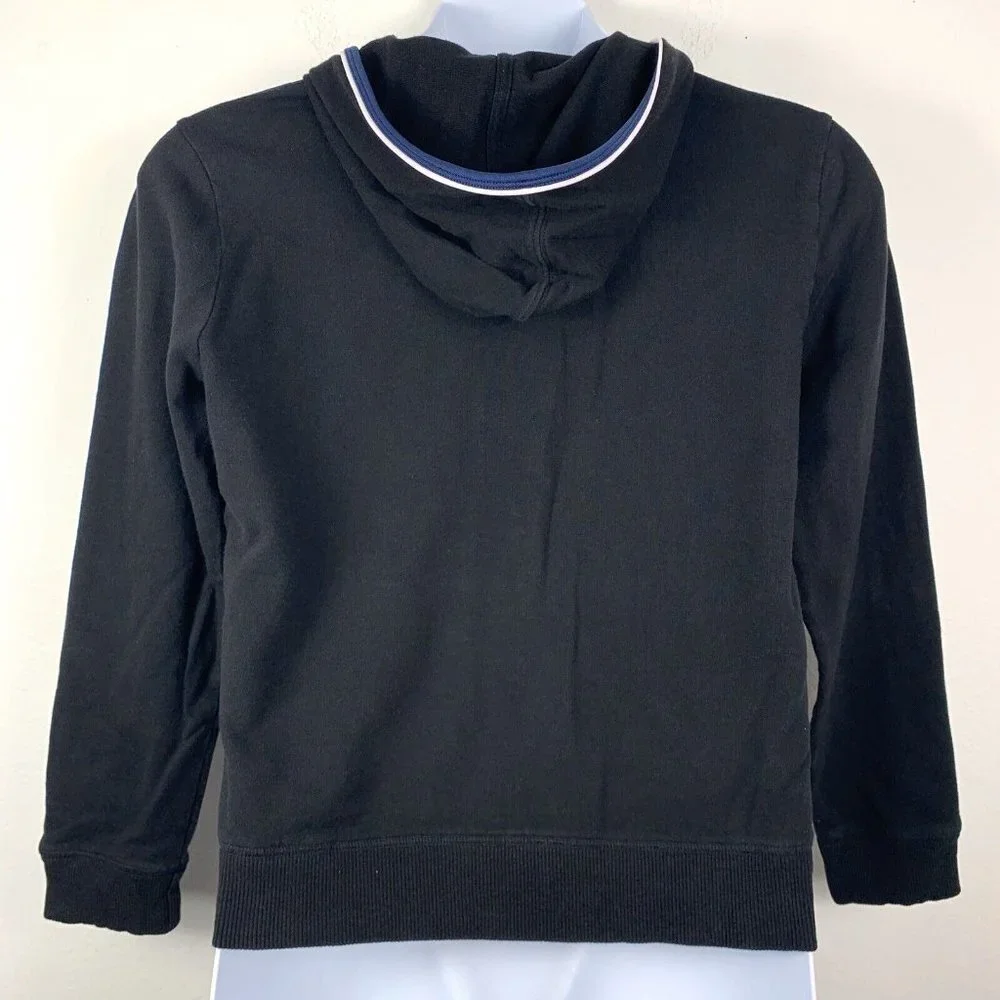 Vintage Sweatshirt Lee Sport XL Zip Front Striped Accents Black White Blue - Picture 2 of 4